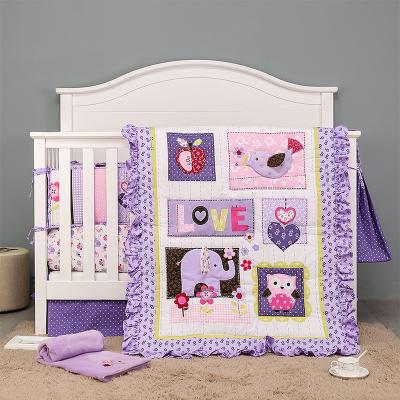 China Hot Selling Anti-pilling Amazon For Baby Bedding Set Crib Girl Crib Bedding Set 4 Pieces for sale