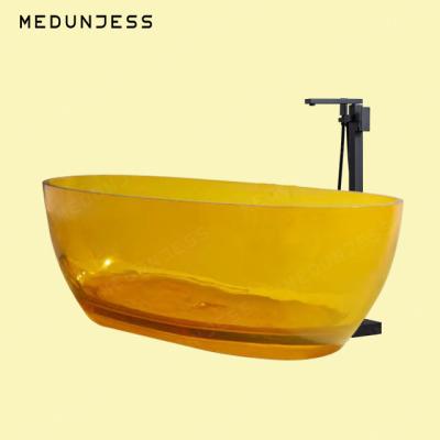 China Easy Clean Wash Basin Custom Colors Yellow Clear Acrylic Transparent Bathtub Freestanding Tub for sale