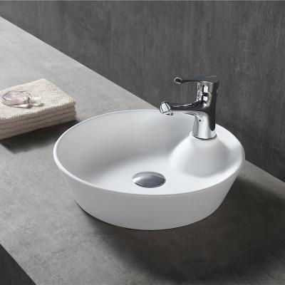 China Easy Clean Artificial Stone Resin Sink Solid Basin Bathroom Wash Basin Outdoor Sink for sale