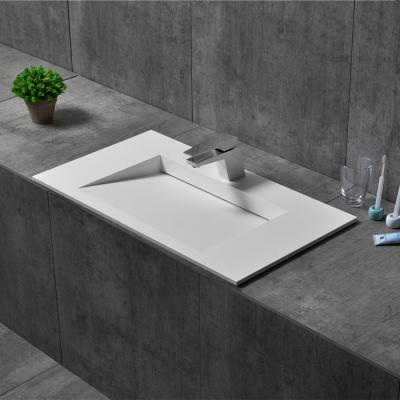 China Easy Clean Artificial Stone Wash Basin Bathroom Sink Rectangular Basin Under Counter Wash Basin Sink Vanity for sale