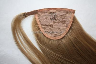 China Qingdao Straight Supplier Hair Products Soft Raw Unprocessed Remy Hair Wrap Around Pony Tail for sale