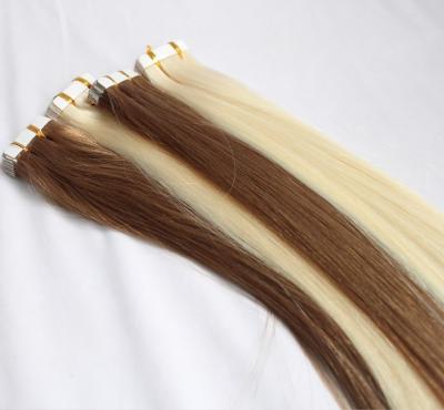 China Good Quality 100% Remy Human Hair Durable Double Drawn Thick Bottom Human Hair 100% Russian Tape Hair Extension for sale