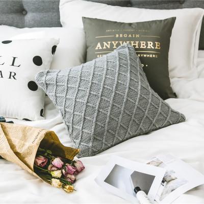 China New Anti-Static 100% Cotton Knitted Pillow Case Cushion Luxurious Fluffy Square Design Wholesale for sale