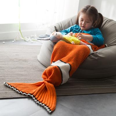 China YIRUIO NMY Anti-Static Animal Shaped Sleeping Bag Nemo Mermaid Tail Blanket Knitted Blanket for sale