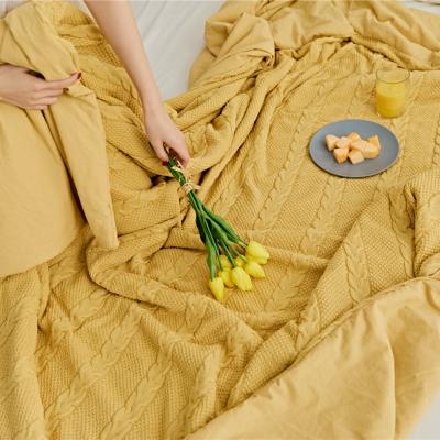 China DYG Warm Breathable Spring Cotton Bedding Set Knit Sherpa Cable Crochet Weight Comforter Blanket Sheet Home Throw for sale