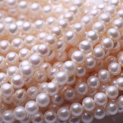 China Jewelry Making 7-8mm Near Round Freshwater Pearl Strands DIY Material For Jewelry Loose Beads for sale