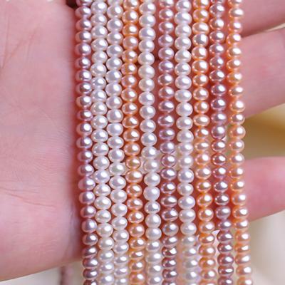 China Jewelry Making 4-4.5mm Button Shape 3A Quality Multi Color Freshwater Pearl Strands DIY Material For Jewelry Loose Beads for sale