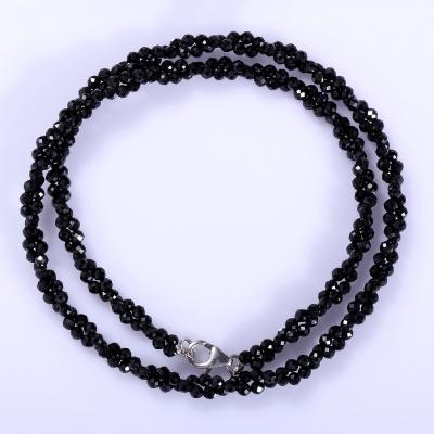 China Vintage Black Spinel Necklace Braided Black Spinel Bracelet 2mm 3 Strand Necklace Bracelet Birthday Gift Combo Jewelry Set for sale