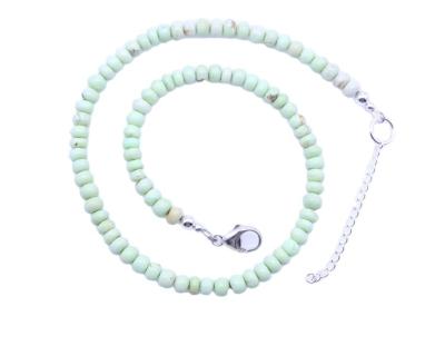 China TRENDY 6mm Lemon Chrysoprase Rondelle Beaded Sterling Silver Modern Bohemian Beaded Gemstone Minimalist Boho Layering Choker for sale