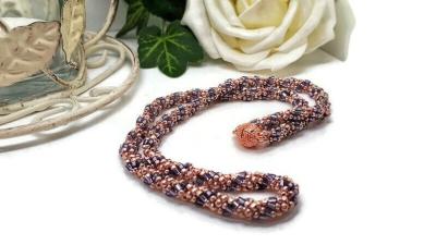 China TRENDY Rose Gold and Amethyst Spiral Staircase Necklace for sale