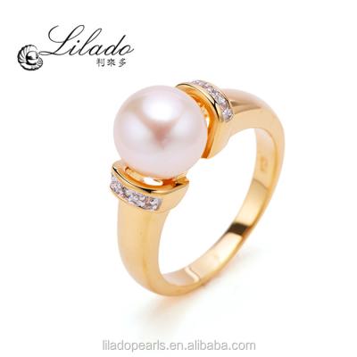 China Lilado Romantic Women's Pearl 925 Sterling Silver Ring in 18k Gold Plating for sale