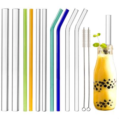 China 8mm Viable Borosilicate Clear Borosilicate Glass Straw Reusable Eco Friendly Bent Colored Pyrex Borosilicate Glass Straw for sale