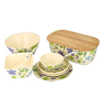 China Disposable Type D Degradable Eco Friendly Reusable Bamboo Fiber Food Safety Tableware Set for sale