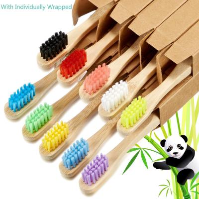 China Eco-Friendly Natural Organic Bamboo Colored Biodegradable Round Handle Soft Kid Child Toothbrush BPA Free For Kid Child for sale