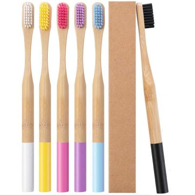 China Eco-friendly Natural Organic Bamboo Colored Biodegradable Round Handle Soft Adult Toothbrush BPA Free for sale