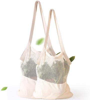 China Eco-Friendly Mesh Bag Washable Natural Organic Reusable Cotton Mesh Produce Shopping Bag Produce Bags For Vegetable Fruit for sale