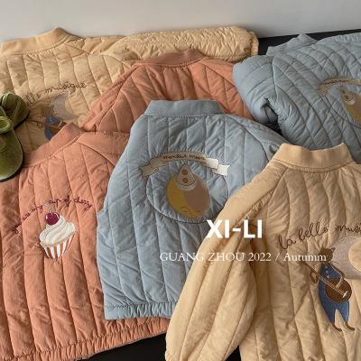 China Custom Wholesale Autumn Winter Little Children Anti-wrinkle Fleece Padded Quilted Embroidered Flight Baseball Bomber Coat &Jacket for sale