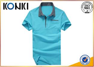 China Blue School Boys Uniform Polo Shirts With Pocket , Cotton Material for sale