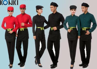 China Cool Restaurant Staff Uniforms With Solid Color Long Sleeve Shirt And Pants for sale