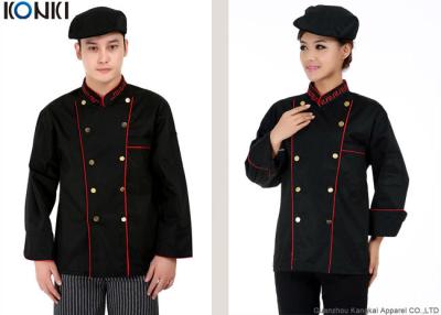 China Manga larga de Breasted del cocinero del negro doble profesional de la chaqueta para los hombres en venta