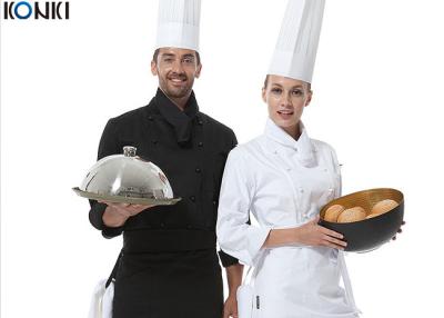 China Cocinero del uniforme del personal de la cocina del tejido de poliester de los hombres que trabaja con el sombrero en venta