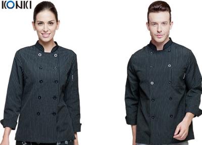 China Personalized Chef Cook Uniform , White / Black Chef Coats With Double Breasted Stripe for sale