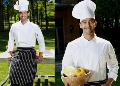 China El cocinero abierto del cocinero del lado uniforma la manga larga del color blanco para los hombres en venta