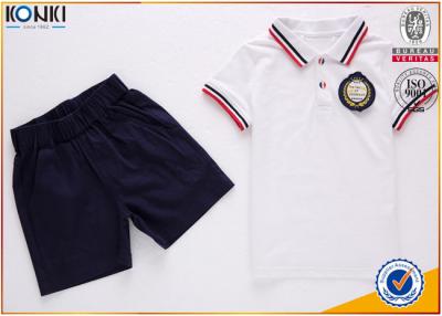 China Custom school uniform polo t shirts with stripe collar and cuff  for boys and girls for sale