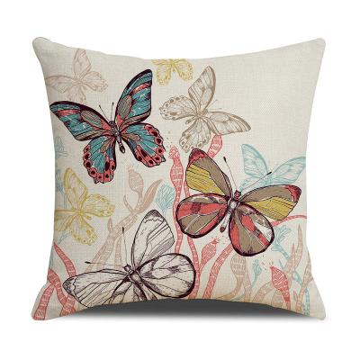 China PORTABLE Wholesale Custom Digital Print Decorative Linen Cushion Cover/Pillow Case with Butterfly Pattern for sale