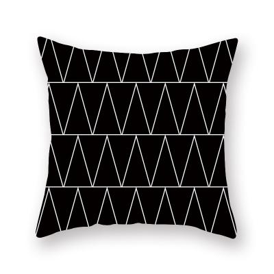 China PORTABLE Black and White Explosive Geometric Lattice Pillowcase Home Car Sofa Bed Cushion Cover Digital Printing Cover for sale