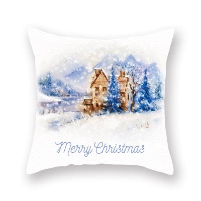 China PORTABLE Soft Stuffed Plush Christmas Snowman Deer Printed Cushion Covers Decorative Pillow 45*45cm for sale