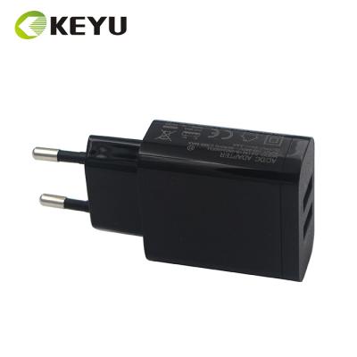 China Mobile Phone 5V 2.4A Dual Usb 2 Ports European Usb Wall Charger With CE Approved for sale