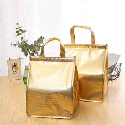 China Single Double Layer Gold Printed Waterproof Intensifying Thickening Ice Cream Cake Insulation Thermal Cooler Bag for sale