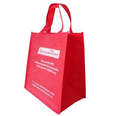 China High quality custom made biodegradable non woven eco friendly pla virgin packaging logo printed red cornstarch bag for shopping for sale