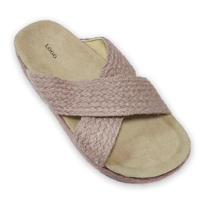 China Fashion Trend New Design Women Indoor Slippers Floor Flat Unisex Spring Autumn Cross Linen Home Slippers Shoes for sale