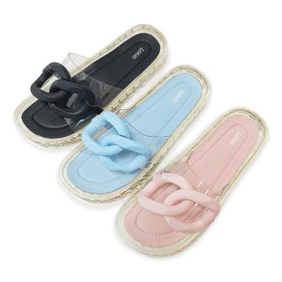 China 2022 Fashion Trend Women's Summer Women Chain Shoes Beach Slippers Slide Flat Sandals for Women and Ladies for sale