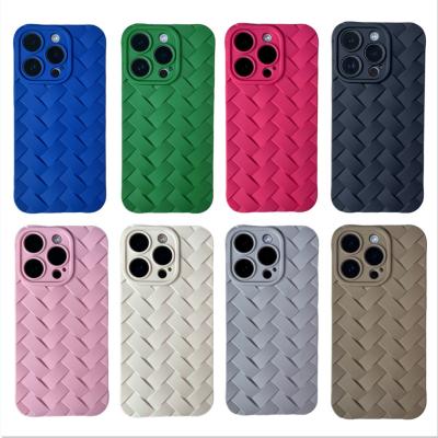 China Shockproof For iPhone 14 13 Pro 11 12 Max Woven Pattern Soft Silicone Phone Cases Cover for sale