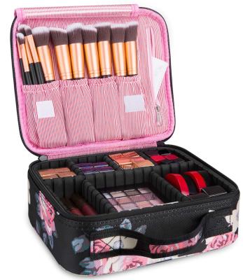 China KEYSON Fashion Travel Makeup Bag Portable Cosmetic Organizer Train Case with Adjustable Dividers for Cosmetics Makeup Accessories for sale