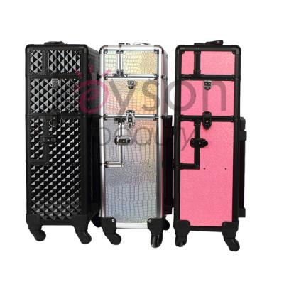 China 2 in 1 Rolling Case Keyson Best Selling 2 in 1 Trolley Case Beauty Rolling Case with Extendable Trays and Wheels for sale