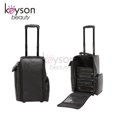 China Fashion Keyson Trolley Makeup Trolley Makeup Trolley Case Trolley Beauty Nylon Rolling Case For Makeup Artist for sale