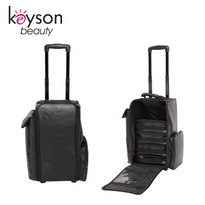 China Wholesale Fashion KEYSON FACTORY Makeup Case Nylon Trolley Cosmetic Case Train Rolling Soft Cosmetic Filter Frame for sale