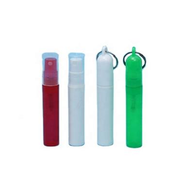 China Pressing Sprayers 5ml, 6ml, 7ml, 10ml Plastic PP Perfume Key Ring Spray Bottle for sale