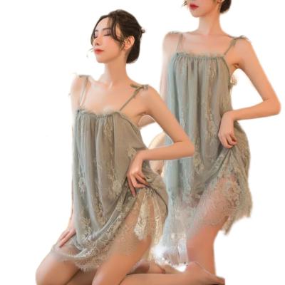 China Manufacturer QUICK DRY nightgown with sexy bridle slip lace up comfortable women's lace sleepwear soft nightgowns lounge wear nightgowns for sale