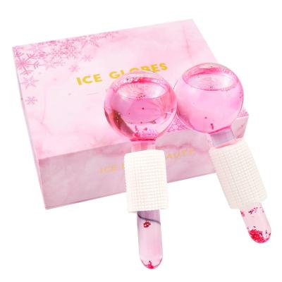 China Hot Selling Face Massage Roller Ice Facial Globe With Gift Box Beauty Products Glass Magic Ice Globe Best Quality for sale