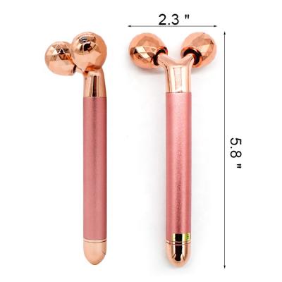 China Face Lift Energy Beauty Bar 24k Gold Pulse Massager Vibrating Facial Roller T Shape Vibrator Roller for sale