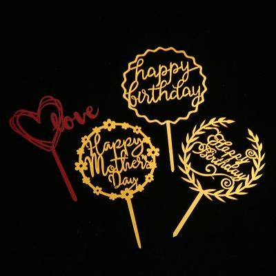 China Birthday Decoration Birthday Cake Insert Card Acrylic Alphabet Baking Decorative Cake Accessories for sale