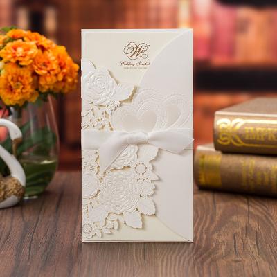 China European Style Wedding Invitations Cards White Color Laser Greeting Card Wedding Engagement Party Supplies for sale