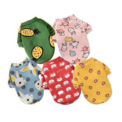 China Cute Stocked Spring and Summer Cartoon Pet Clothes Pet Clothes Vests Cat T-shirt Puppies Casual Clothes for Small Pets for sale