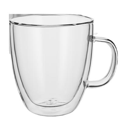 China Large enough viable for Latte Tea Cappuccinos and Beverage Coffee Mug Clear Glass Double Wall Insulated Glass Mug for sale