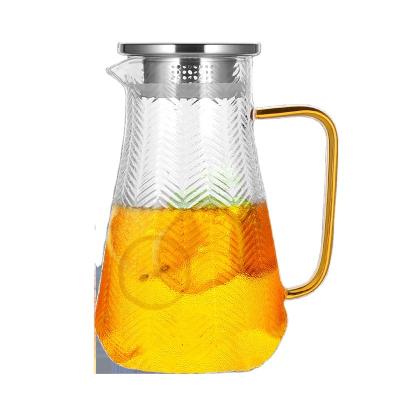 China Wholesale Sustainable Water Pitcher Heat Resistant Juice And Iced Tea High Borosilicate Glass Water Pots And Kettles for sale